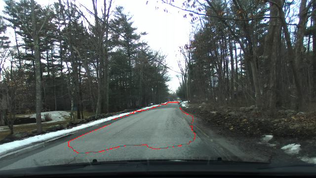 A similar image to the one above with a simplified perimeter. This has led to some artifacts extending beyond the width of the road on the left, but is has filled the voids in the shape.